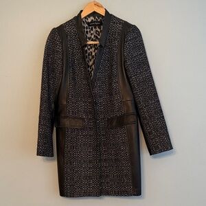 Nanette Lepore Mixed Media leather and tweed blazer